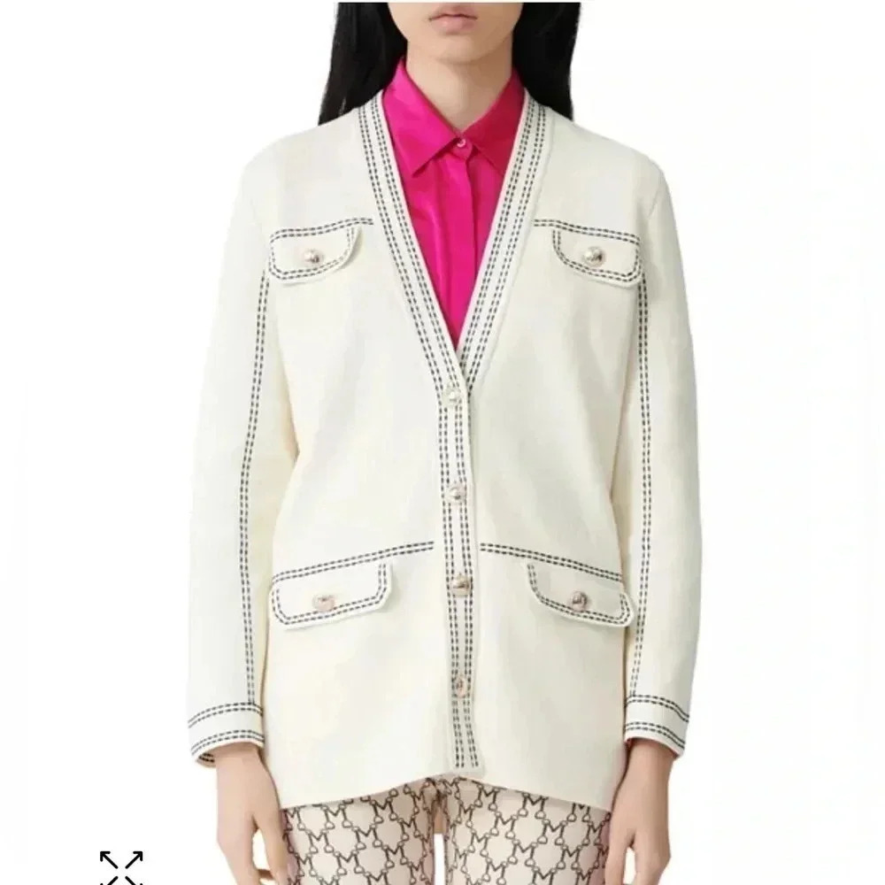 MAJE Mollie Topstitch Cardigan